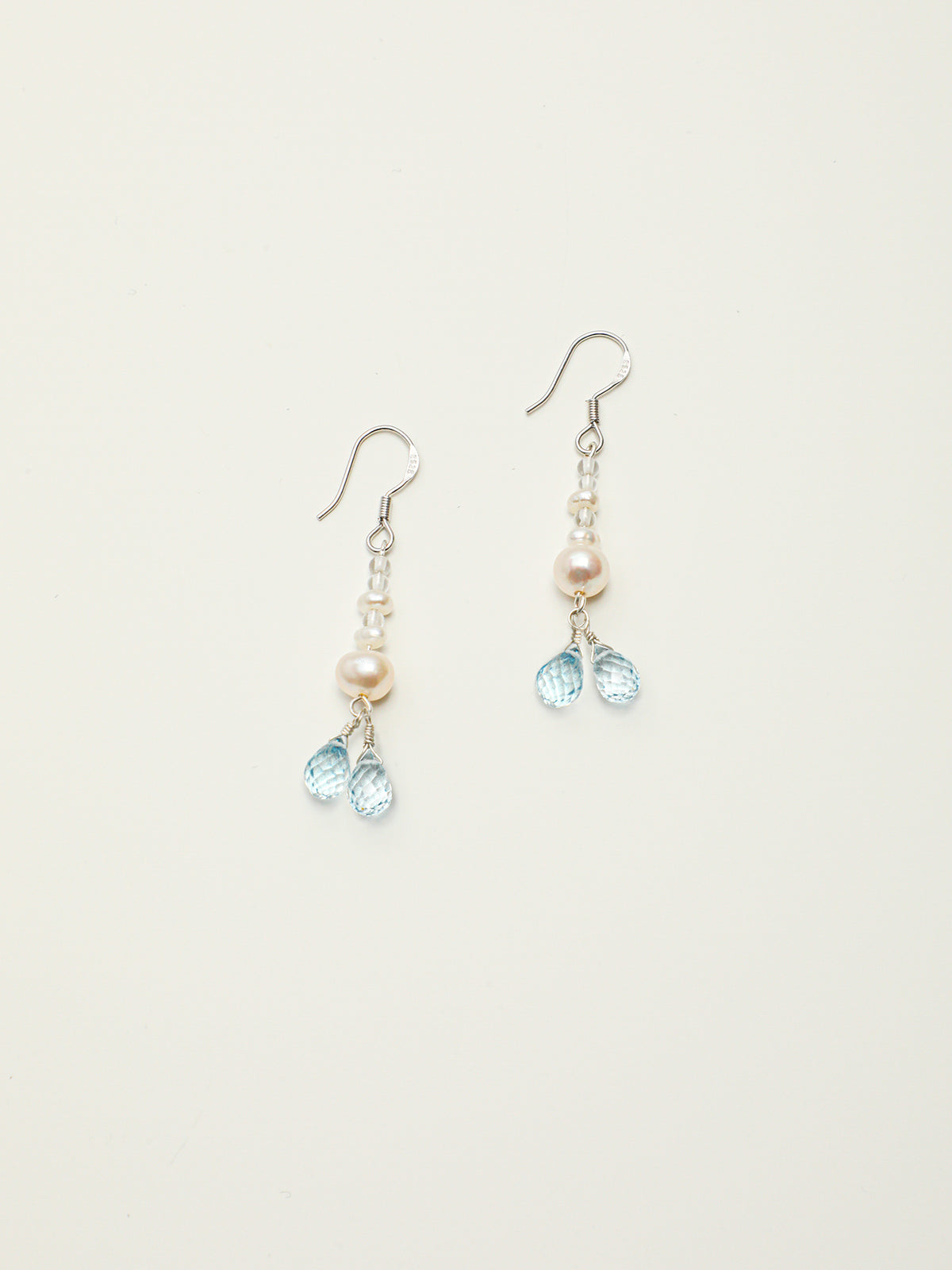 Crystal Cascade — Pearl & Blue Topaz Earrings