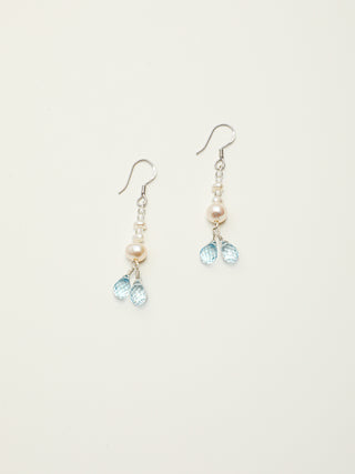Crystal Cascade — Pearl & Blue Topaz Earrings