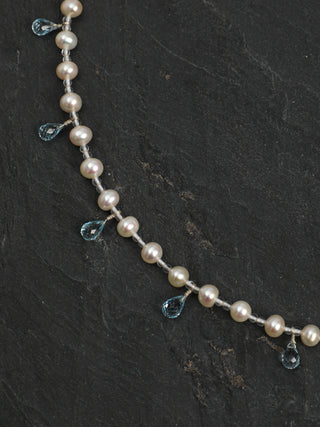 Crystal Cascade — Pearl & Blue Topaz Necklace
