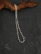Crystal Cascade — Pearl & Blue Topaz Necklace