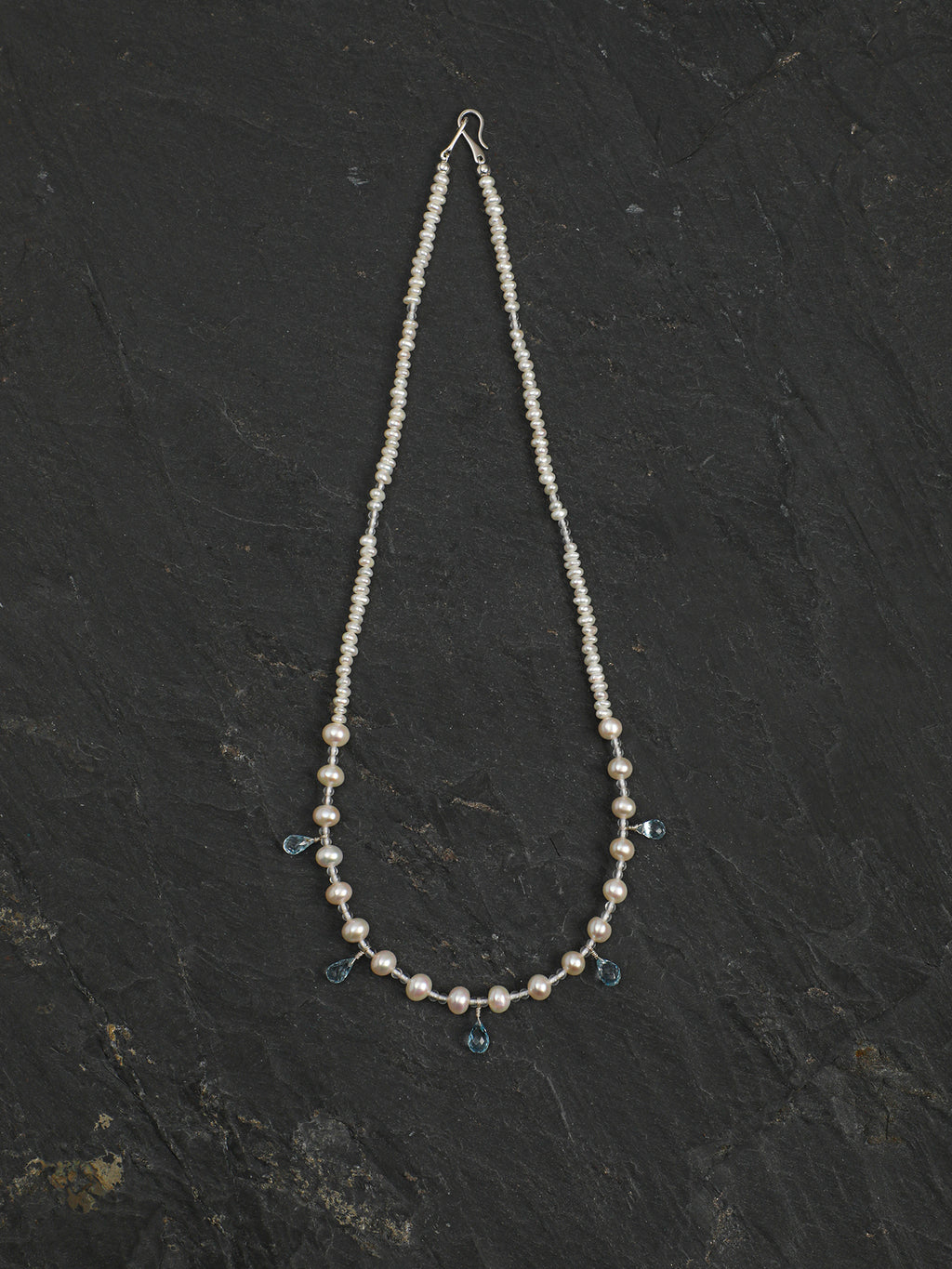 Crystal Cascade — Pearl & Blue Topaz Necklace