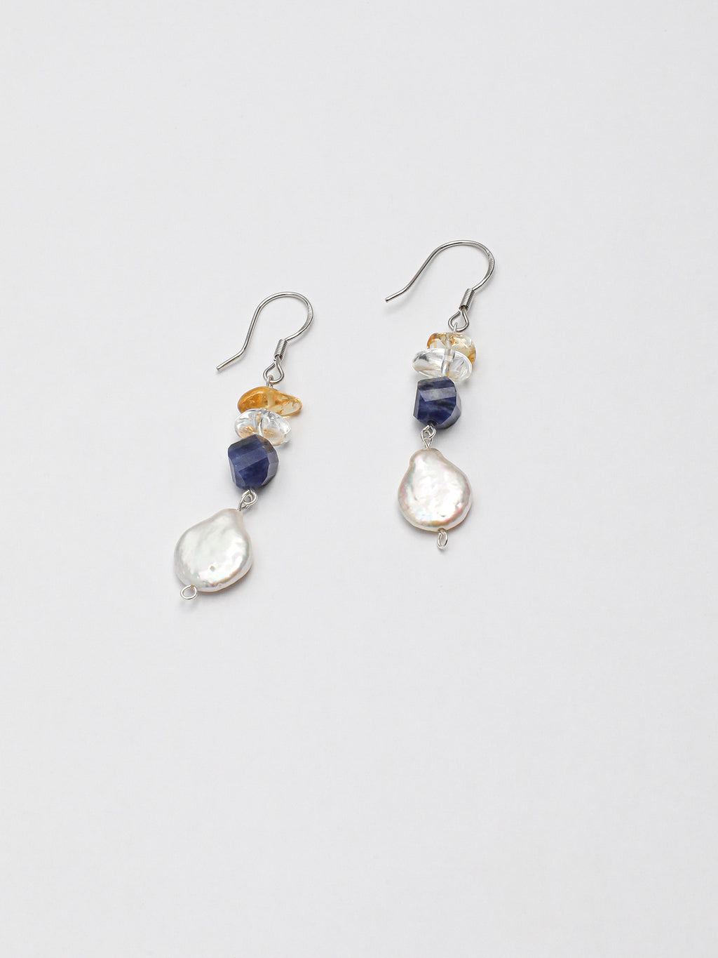 Water Trace — Baroque Pearl & Sodalite Drop Earrings