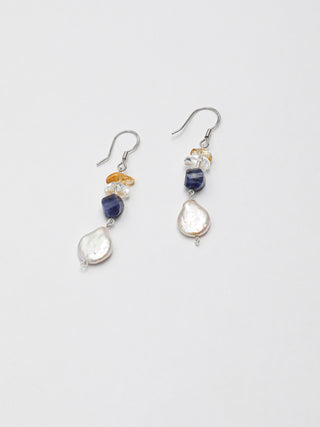 Water Trace — Baroque Pearl & Sodalite Drop Earrings