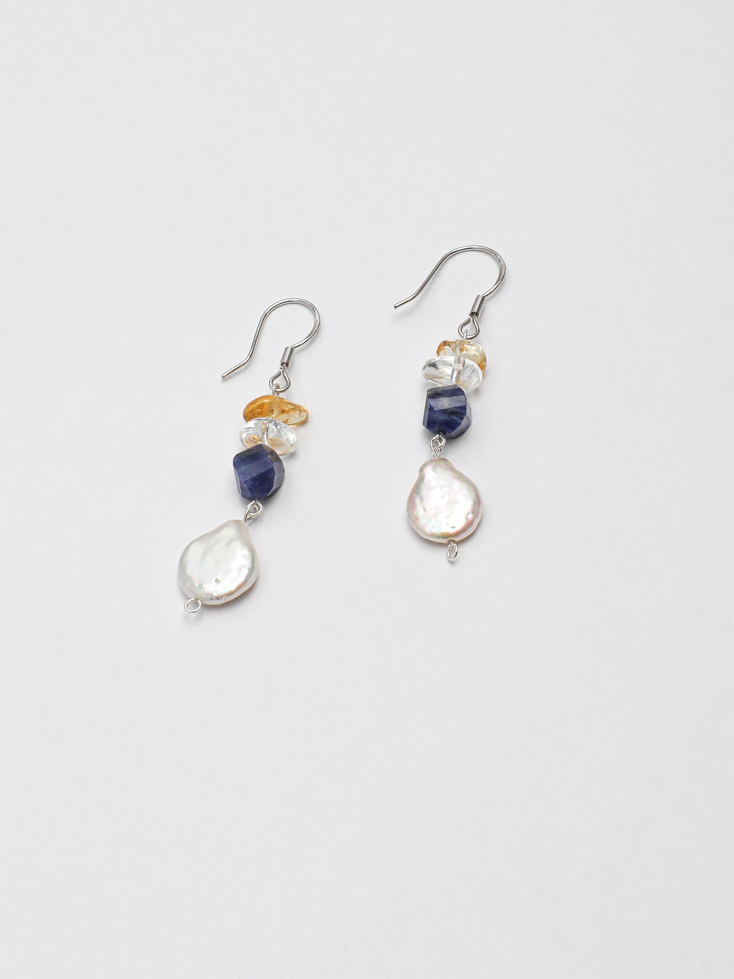 Water Trace — Baroque Pearl & Sodalite Drop Earrings