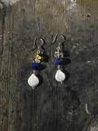 Water Trace — Baroque Pearl & Sodalite Drop Earrings