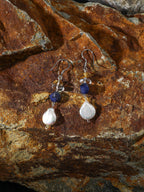 Water Trace — Baroque Pearl & Sodalite Drop Earrings