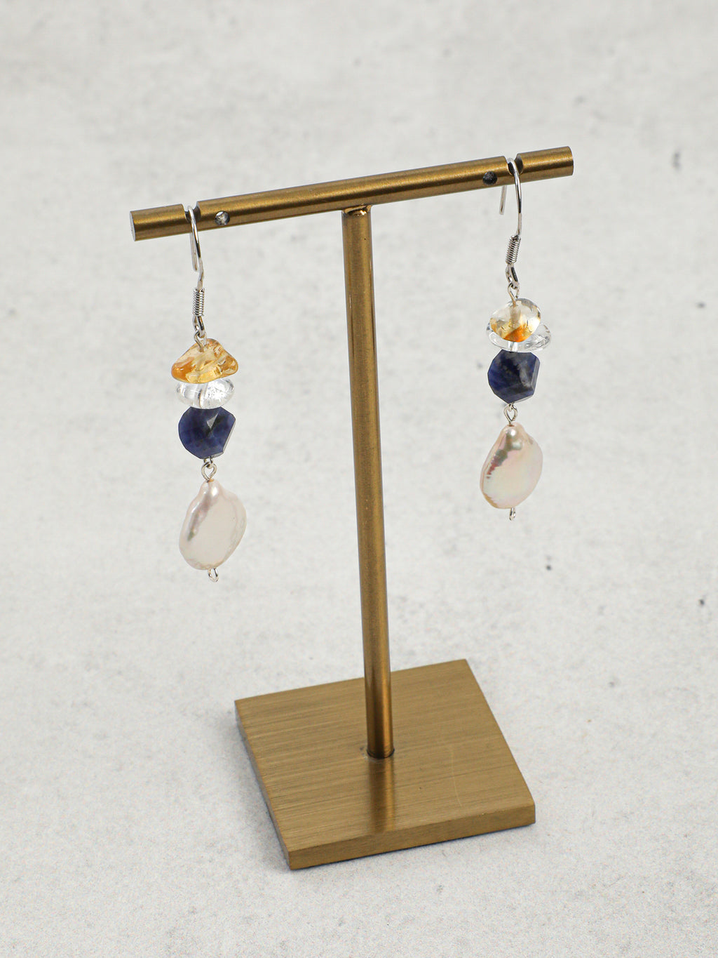 Water Trace — Baroque Pearl & Sodalite Drop Earrings