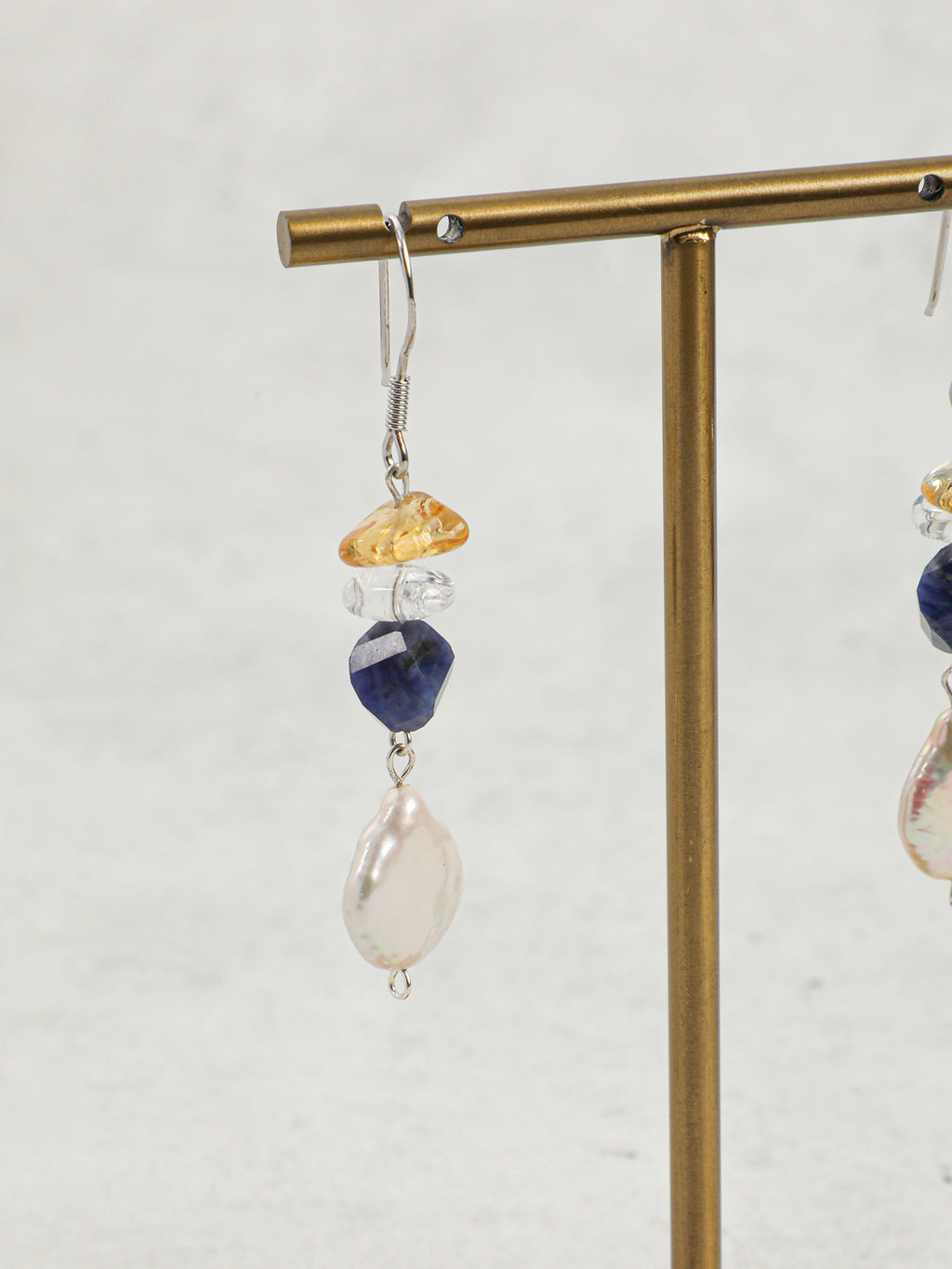 Water Trace — Baroque Pearl & Sodalite Drop Earrings