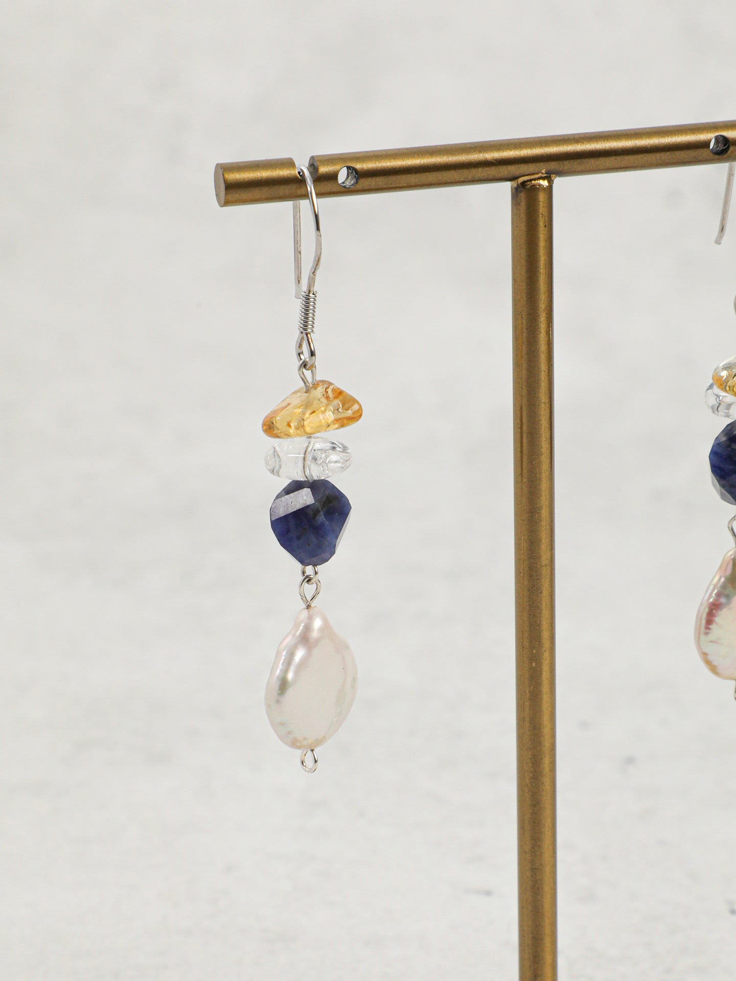 Water Trace — Baroque Pearl & Sodalite Drop Earrings
