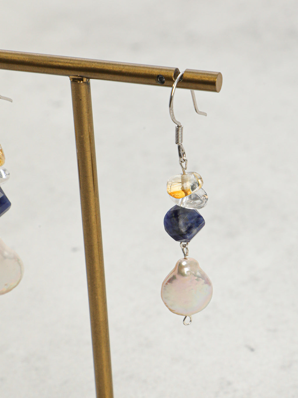Water Trace — Baroque Pearl & Sodalite Drop Earrings
