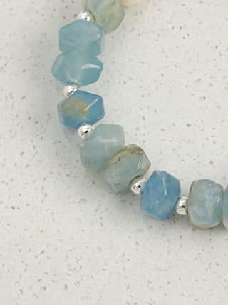 Moonlit Tide — Blue Calcite & Freshwater Pearl Bracelet