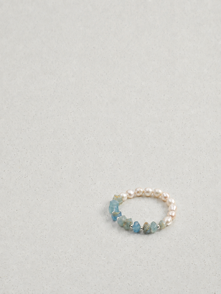 Moonlit Tide — Blue Calcite & Freshwater Pearl Bracelet
