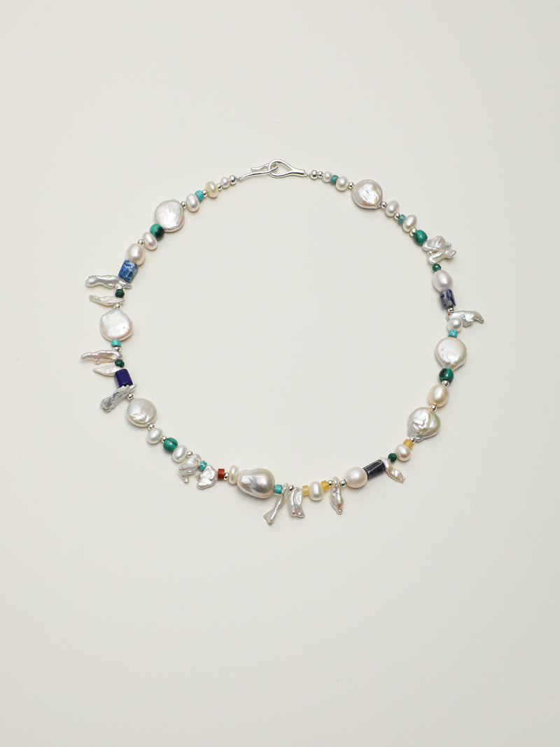Silver Isles — Baroque Pearl & Gemstone Necklace