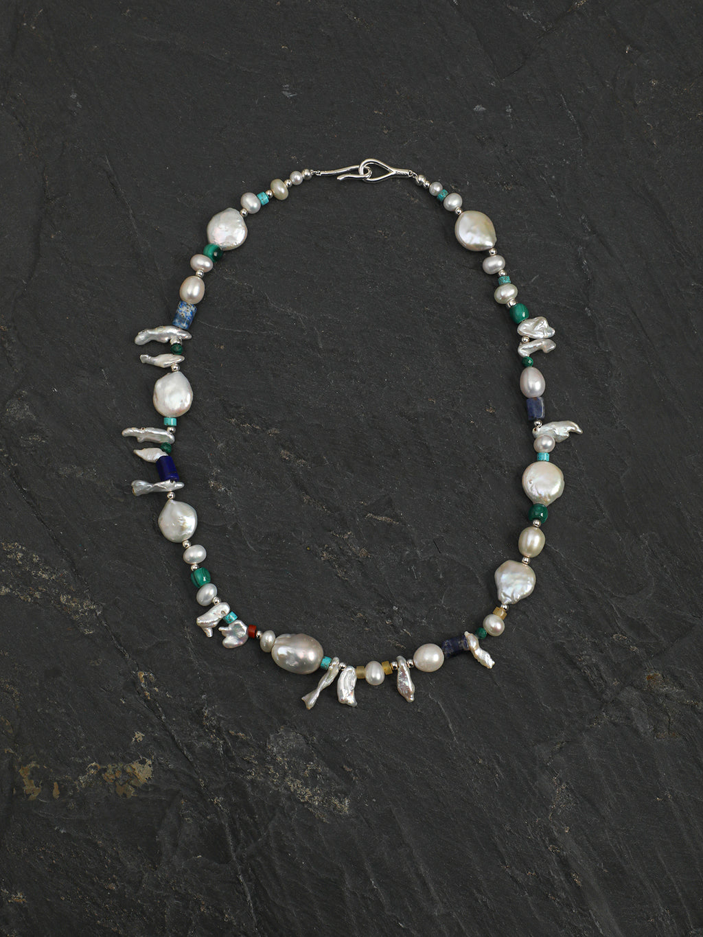 Silver Isles — Baroque Pearl & Mineral Necklace