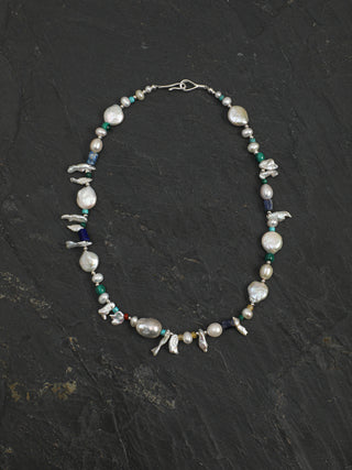 Silver Isles — Baroque Pearl & Gemstone Necklace
