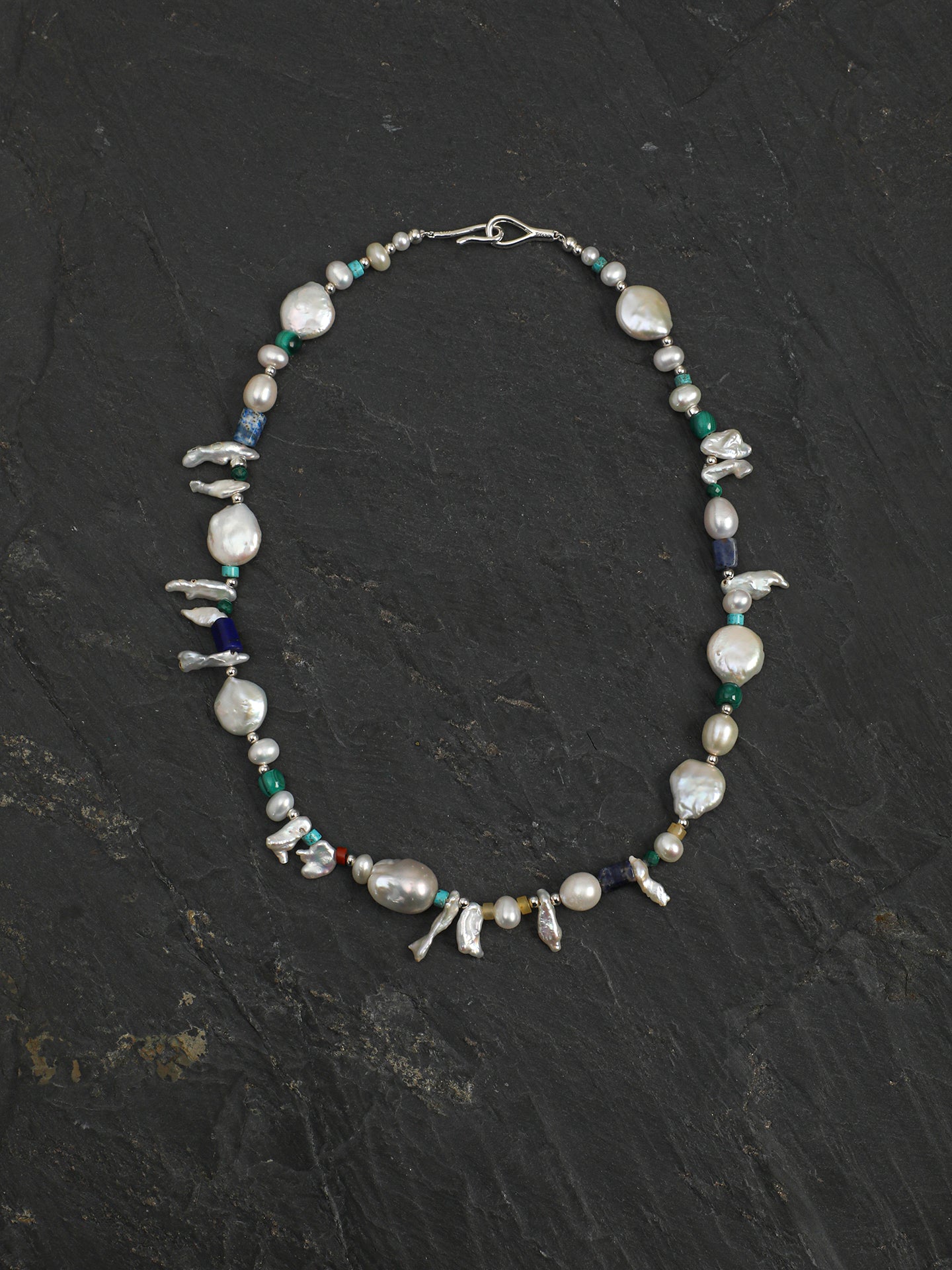 Silver Isles — Baroque Pearl & Mineral Necklace