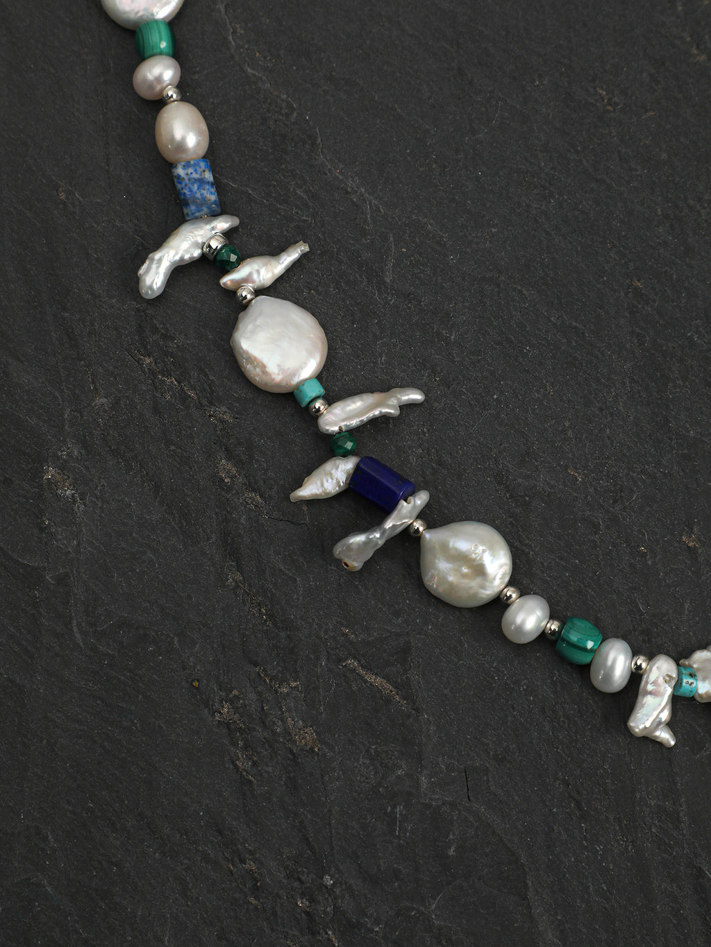 Silver Isles — Baroque Pearl & Mineral Necklace
