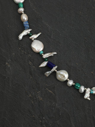 Silver Isles — Baroque Pearl & Gemstone Necklace