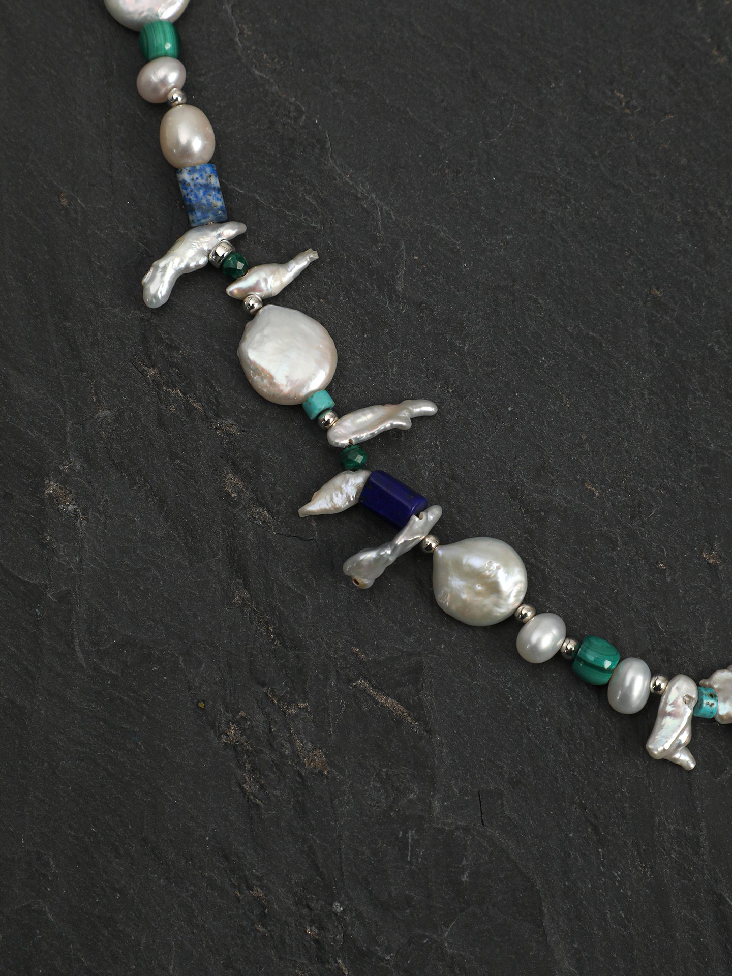 Silver Isles — Baroque Pearl & Mineral Necklace