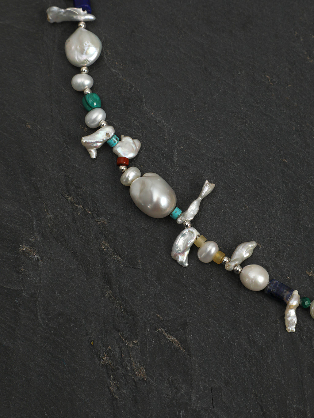 Silver Isles — Baroque Pearl & Mineral Necklace