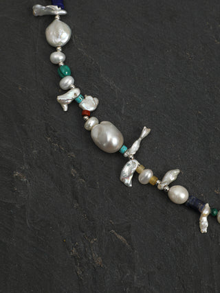 Silver Isles — Baroque Pearl & Gemstone Necklace