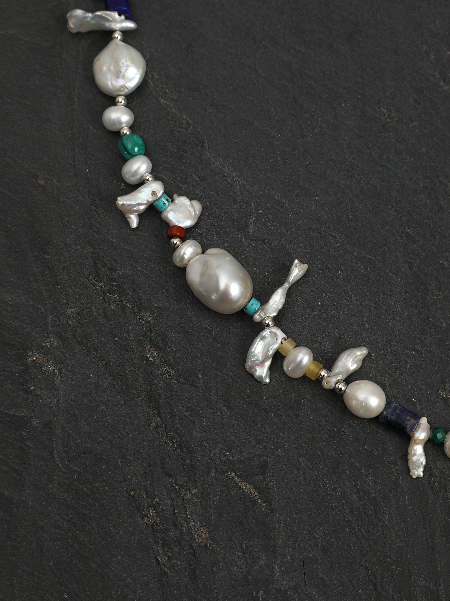 Silver Isles — Baroque Pearl & Mineral Necklace