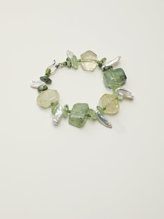 Verdant Glow — Prehnite & Citrine Pearl Bracelet