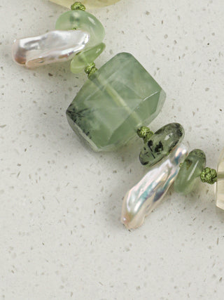 Verdant Glow — Prehnite & Citrine Pearl Bracelet