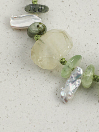 Verdant Glow — Prehnite & Citrine Pearl Bracelet