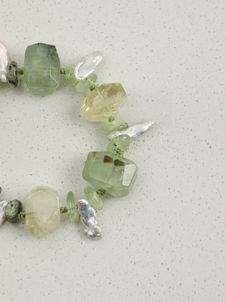 Verdant Glow — Prehnite & Citrine Pearl Bracelet