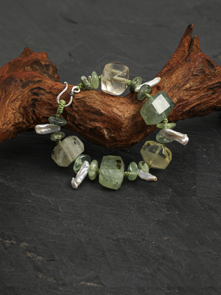 Verdant Glow — Prehnite & Citrine Pearl Bracelet