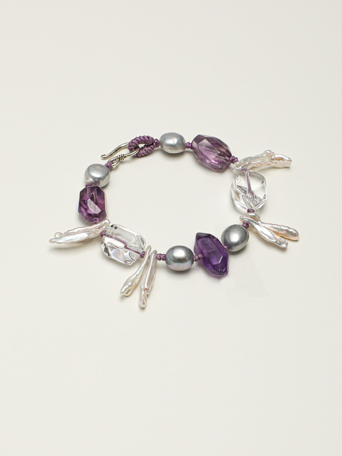 Violet Reverie — Amethyst & Baroque Pearl Bracelet
