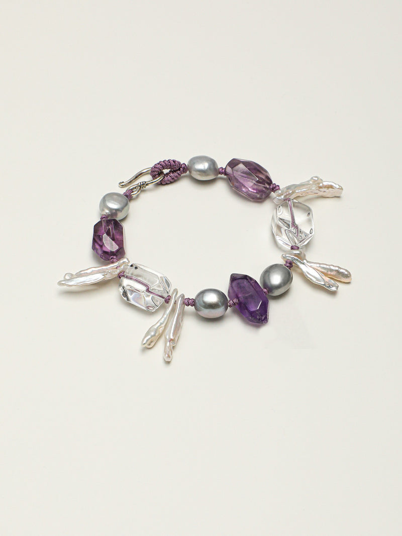Violet Reverie — Amethyst & Baroque Pearl Bracelet