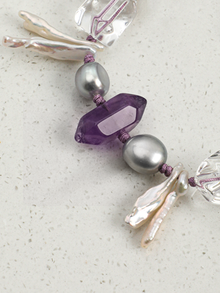 Violet Reverie — Amethyst & Baroque Pearl Bracelet