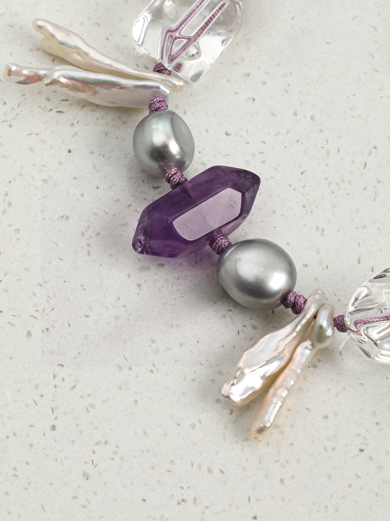 Violet Reverie — Amethyst & Baroque Pearl Bracelet