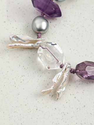 Violet Reverie — Amethyst & Baroque Pearl Bracelet