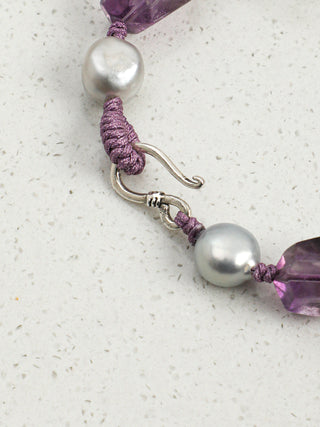 Violet Reverie — Amethyst & Baroque Pearl Bracelet