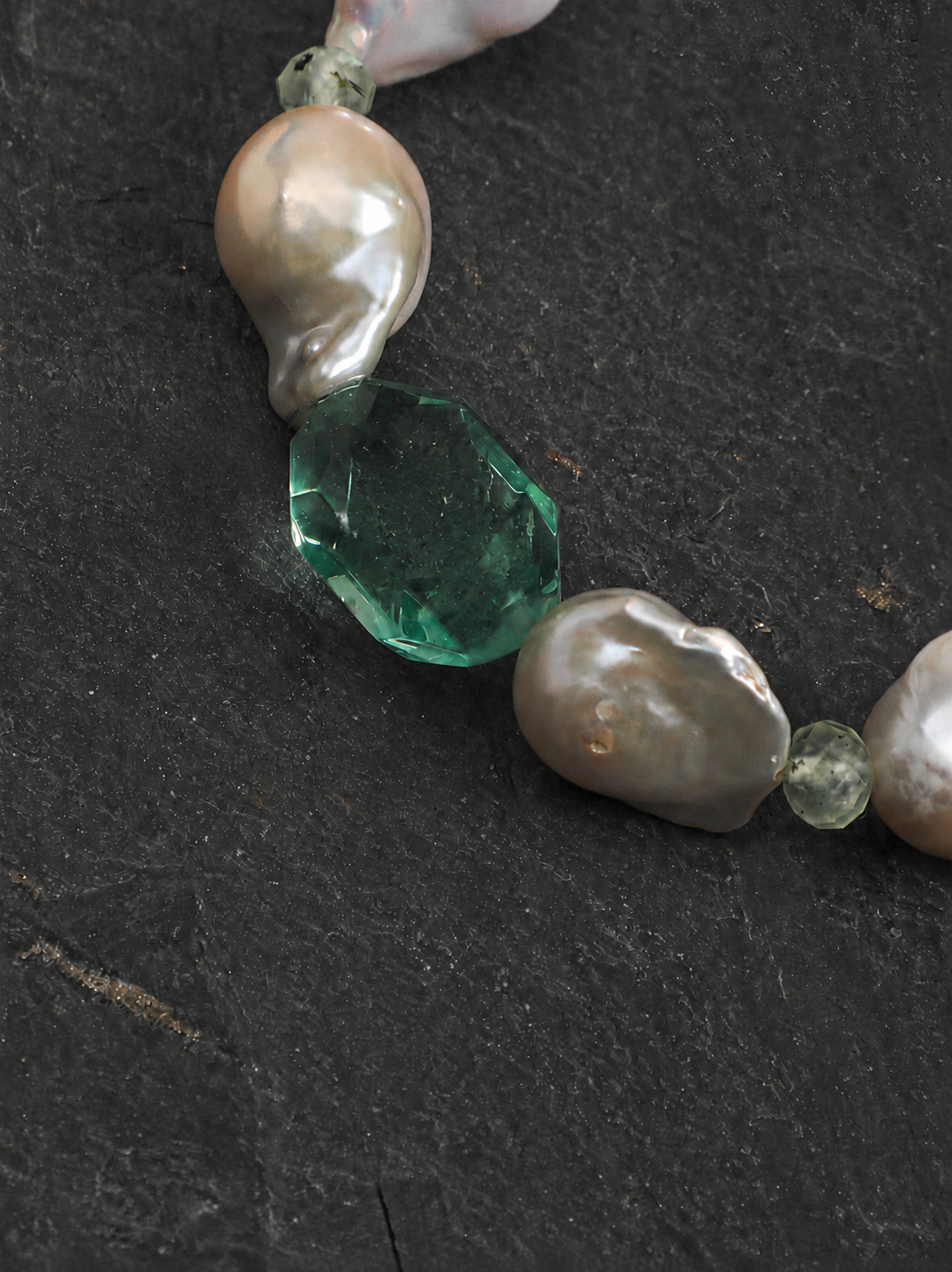 Verdant Tide — Fluorite & Baroque Pearl Bracelet