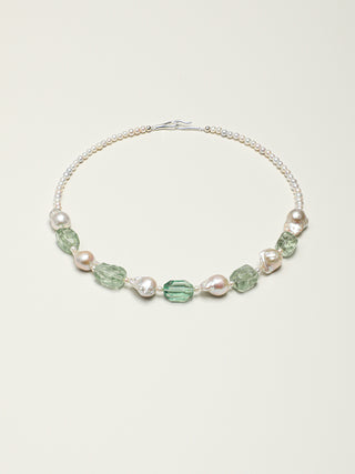 Mist Lagoon — Fluorite & Baroque Pearl Necklace