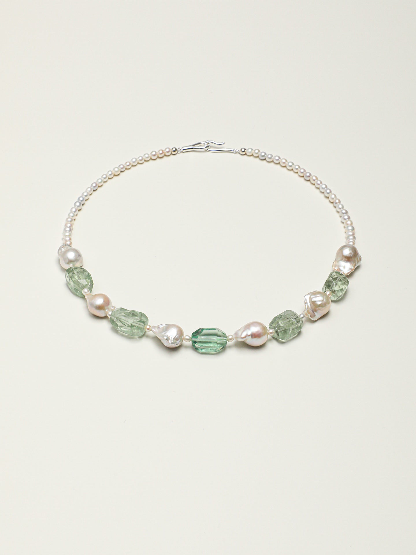 Mist Lagoon — Fluorite & Baroque Pearl Necklace