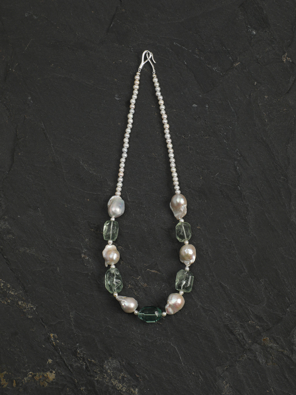 Mist Lagoon — Fluorite & Baroque Pearl Necklace