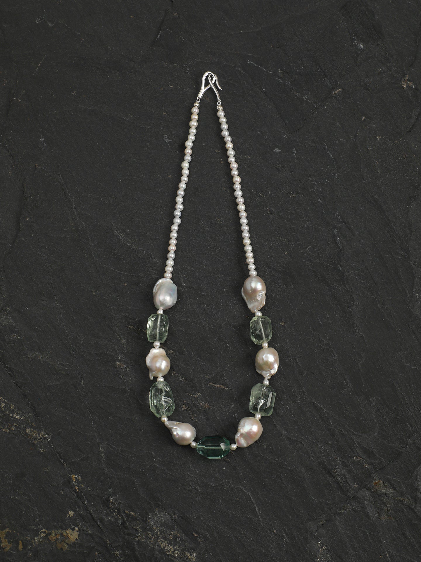 Mist Lagoon — Fluorite & Baroque Pearl Necklace