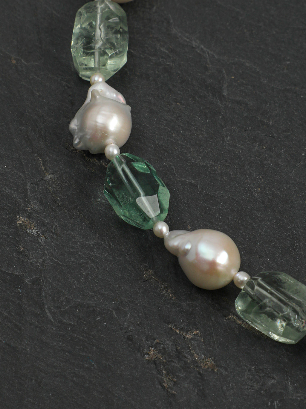 Mist Lagoon — Fluorite & Baroque Pearl Necklace