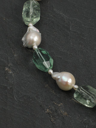Mist Lagoon — Fluorite & Baroque Pearl Necklace