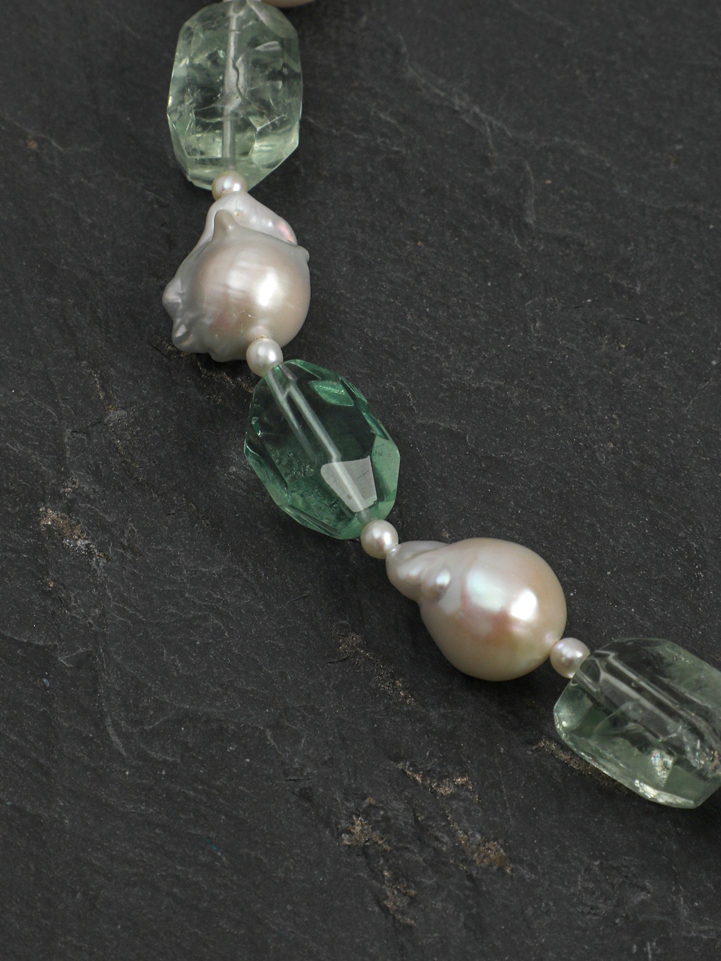 Mist Lagoon — Fluorite & Baroque Pearl Necklace