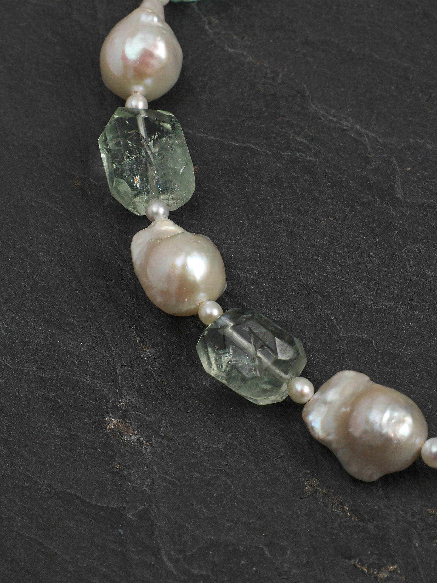 Mist Lagoon — Fluorite & Baroque Pearl Necklace