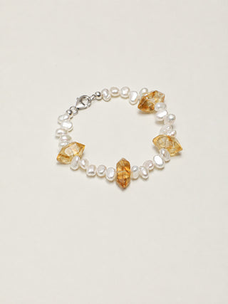 Golden Gleam — Citrine & Baroque Pearl Bracelet