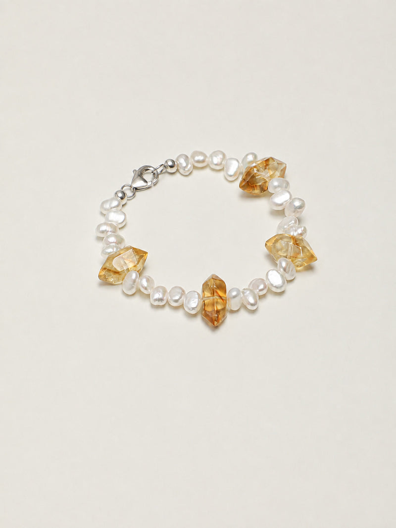 Golden Gleam — Citrine & Baroque Pearl Bracelet
