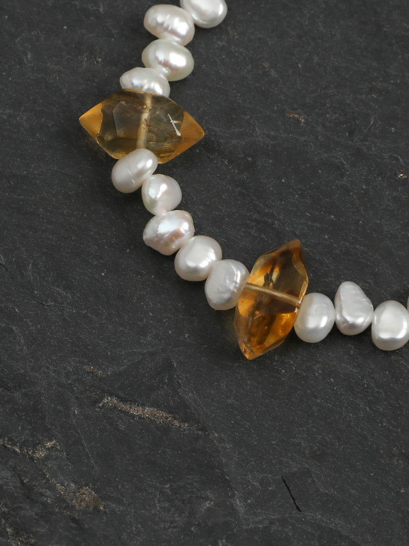 Golden Gleam — Citrine & Baroque Pearl Bracelet