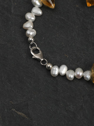 Golden Gleam — Citrine & Baroque Pearl Bracelet